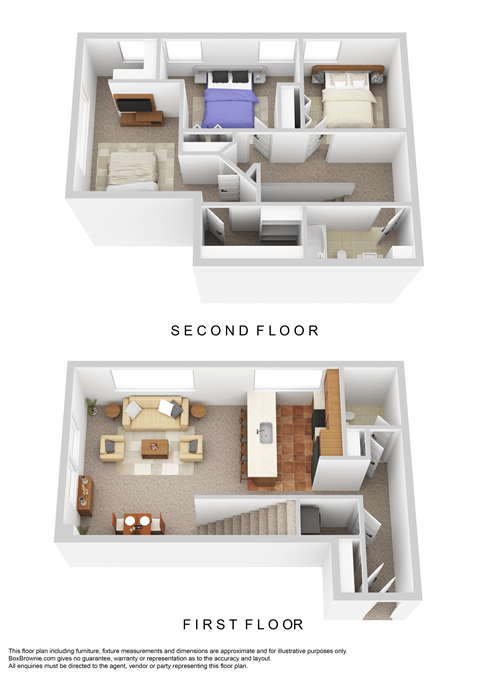 Floor plan for 3 beds, 2 baths, 1358 sqft